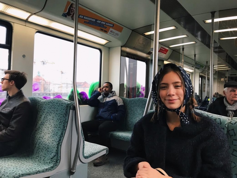 Sydney Anderson riding Berlin’s S-Bahn
  