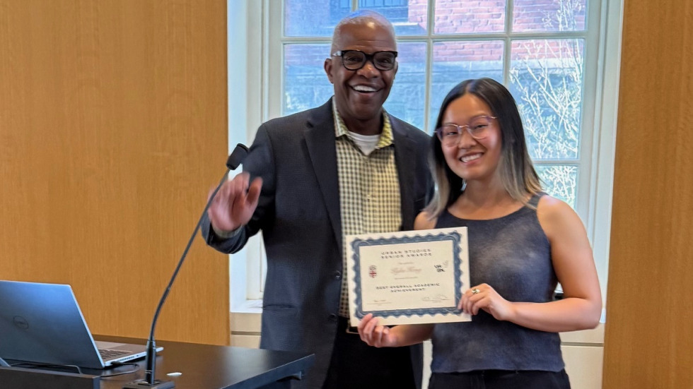 Senior Award Recipient Kylee Hong with Director Orr