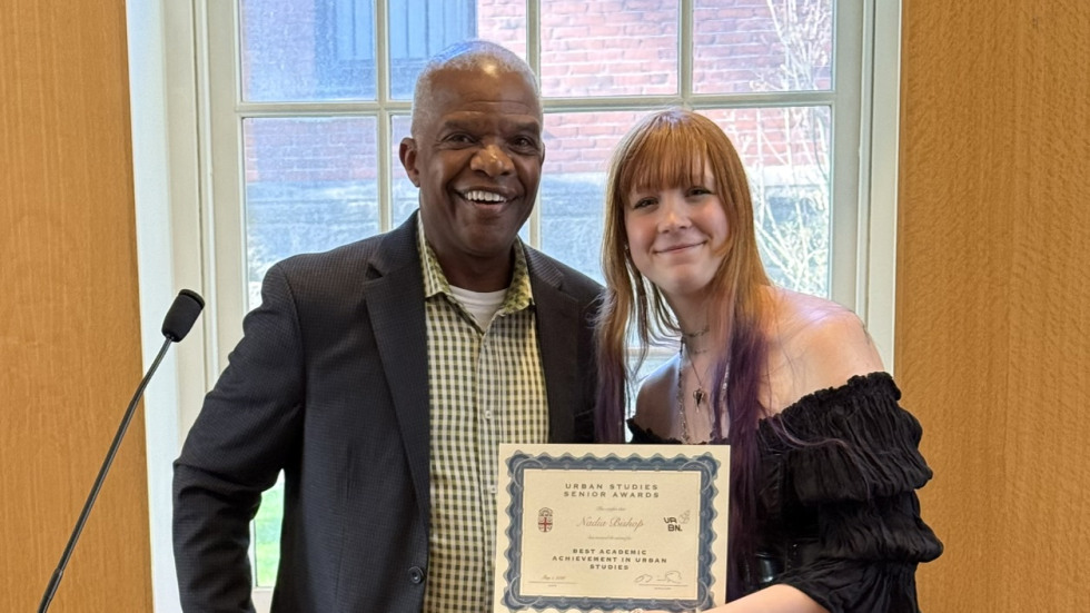 Senior Award Recipient Nadia Bishop with Director Orr