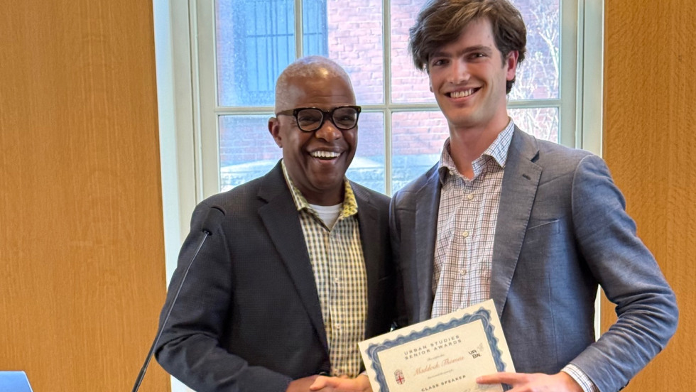 Senior Award Recipient Maddock Thomas with Director Orr